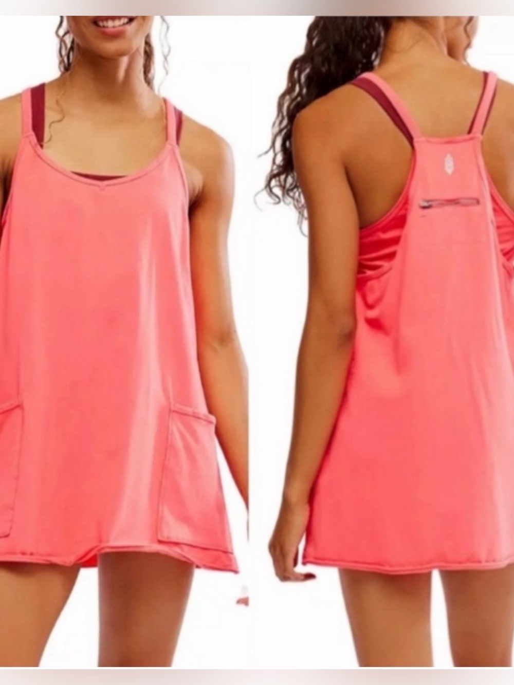 Free People Hot Shot Mini Dress - Women's Women’s Coral Pink Pocket size xsmall
